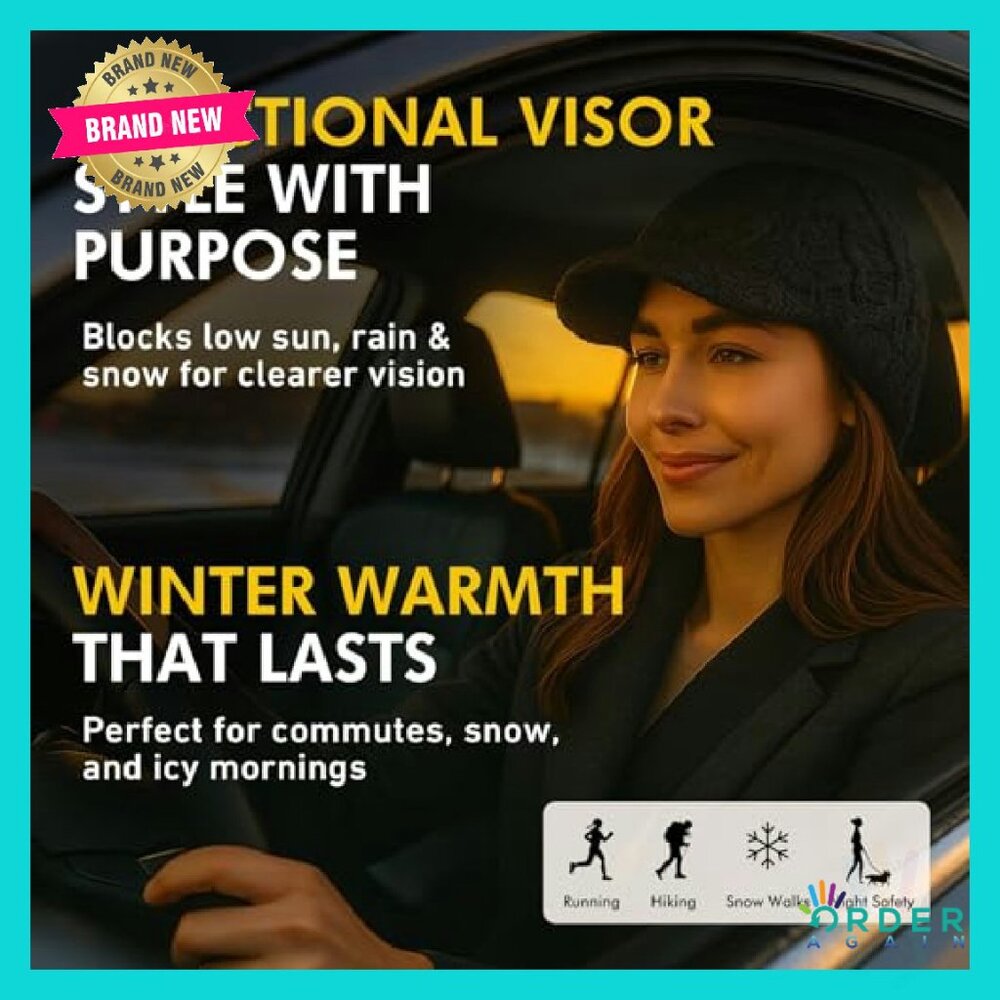 Oversized Wool Blend Cable Knit Visor Beanie Clas… - image 3